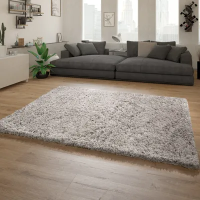 Produktbild von Hochflor Teppich Wohnzimmer Shaggy Langflor Modernes Einfarbiges Muster Grösse 120x160 cm