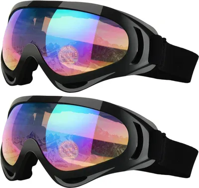 Produktbild von Skibrille, 2er-Pack, Snowboardbrille für Kinder, Jungen & Mädchen, Jugendliche, Männer & Frauen, Helmkompatibel mit UV 400-Schutz, Windbeständigkeit, Blendschutzgläser