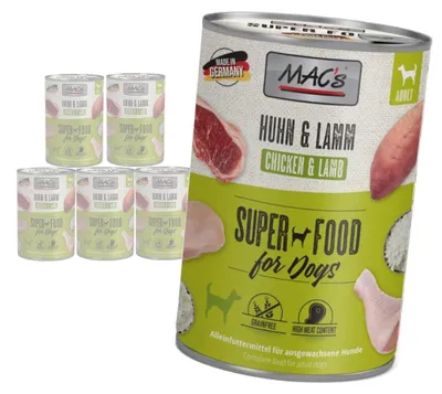 Zdjęcie produktu dla MAC's Dog Bezzbożowa Mokra Karma Dla Psa Z Kurczakiem i Jagnięciną 6x400g