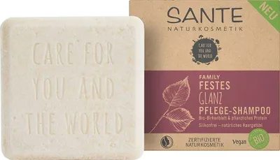 Produktbild von HAARSHAMPOO IN FESTFORM „GLANZ“ MIT BIRKENBLATT UND PFLANZLICHEN PROTEINEN ECO 60 g – SANTE