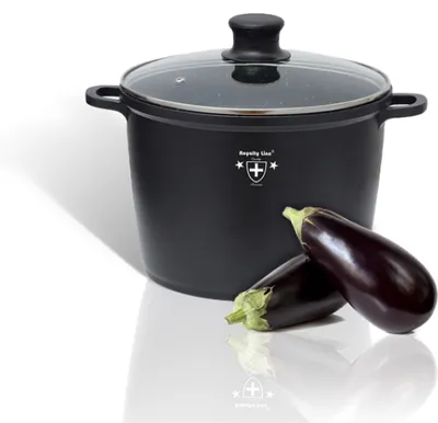 Produktbild von Royalty Line RL-AD28M: Marmorbeschichtete Kasserolle mit Glasdeckel - 28cm
