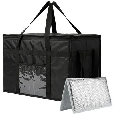70L Isolierte Kühltasche, faltbar, schwarz, 58x38x35 cm