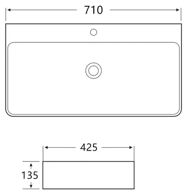 Produktbild von Berlin Waschbecken 70x42 aus feinster Keramik für Wandmontage oder als Aufsatzwaschbecken mit Hahnloch