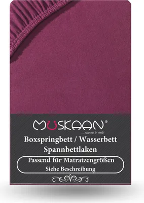 Produktbild von Premium Jersey Spannbettlaken 180x200 cm - 200x220 cm + 40 cm Boxspringbett mit Elasthan bordeaux