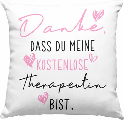 Produktbild von Trendation - Beste Freundin Deko-Kissen mit Füllung 40x40 Geschenk Beste Freundinnen Geburtstag Lustig Freundinnen Spruch Becher - Danke Dass Du Meine e Therapeutin Bist (Grau)