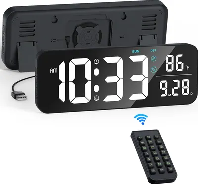 Immagine prodotto di Grande orologio elettronico LED da parete da tavolo 3D sveglia termometro nero