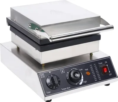 Zdjęcie produktu dla Gofrownica, moc 1500 W, konstrukcja ze stali nierdzewnej, rozmiar płyty 24,5 cm, zakres temperatur 50-300°C, timer od 0-5 minut