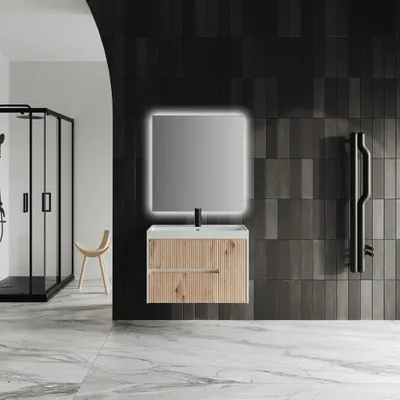 Produktbild von Möbelset für das Badezimmer in 80cm goldeiche geriffelt | Cortina
