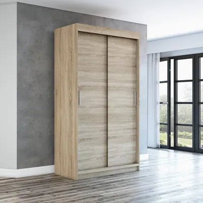 Produktbild von Schwebetürenschrank, 2-türig Schrank! Moderne Garderobe für Kleidung. Verschiedene Farben (Weiß, Schwarz, Somona) Kleiderschrank PAX 120 cm
