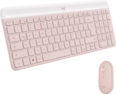 Produktbild von Logitech Slim Wireless Combo MK470 - Tastatur-und-Maus-Set - kabellos - 2.4 GHz - QWERTY - US International - rosé