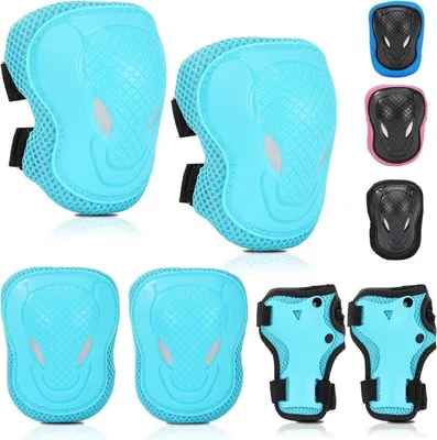 Immagine prodotto di Ginocchiere per bambini set di protezioni per skateboard in linea pattini a rotelle blu
