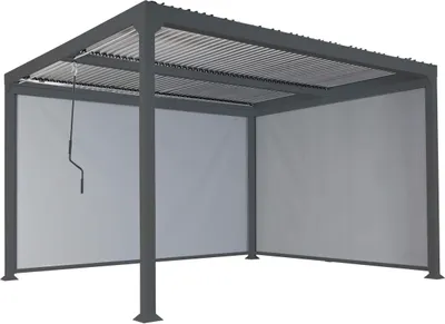 Produktbild von Alu Pergola MCW-L41 mit 2x Seitenwand, Lamellen-Pavillon, stabiles 8cm-Metall-Gestell 3x3,7m anthrazit
