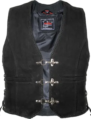 Produktbild von Lederweste Bikerweste Lederkutte Nubukleder Clubweste Schnallen Weste Motorrad (3XL)