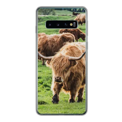 Produktbild von MuchoWow® Handyhülle Schutzhülle Hülle für Samsung Galaxy S10 Schottische Highlander - Tiere - Gras Silikon Softcase Handy Hülle - Handytasche
