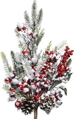 Produktbild von Tannenzweige künstlich 50cm mit Beeren Zapfen und Schnee