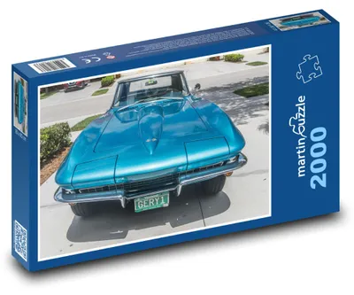 Zdjęcie produktu dla Puzzle 2000 Niebieski retro samochód - martinpuzzle