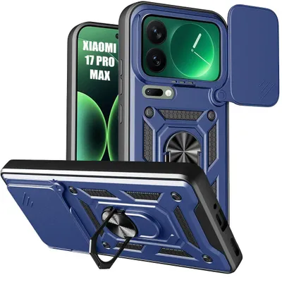 Image de Coque pour Xiaomi 17 Pro Max, Protection Antichoc avec Anneau Arrière Rigide - Bleu Marine