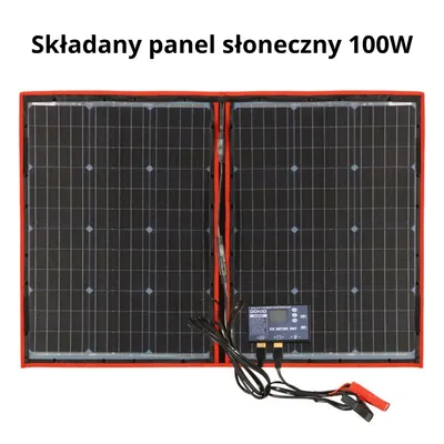 Zdjęcie produktu dla Dokio 100W składany panel słoneczny 18V z kontrolerem 12V – elastyczny monokrystaliczny moduł solarny do kampera, łodzi, ogrodu i podróży