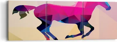 Produktbild von Bild auf Leinwand - Leinwandbild - Pferd Tiere Geometrie Diamant - 90x30cm - Wand Bild - Wanddeko - Leinwanddruck - Bilder - Kunstdruck - Wanddekoration - Leinwand bilder - Wandkunst - CA90x30-2803