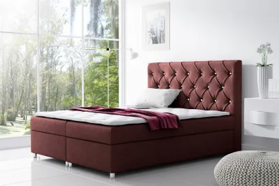 Produktbild von Boxspringbett Schlafzimmerbett DOLCE Polyesterstoff Weinrot 140x200cm