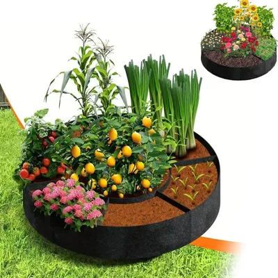 Produktbild von Pflanzsack aus Filz mit 7 Taschen, Hochbeet Pflanzbeutel aus Vliesstoff, Atmungsaktiv & Wiederverwendbar für Gemüse, Kräuter & Blumen
