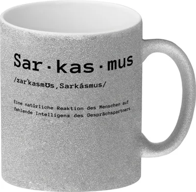 Produktbild von Sarkasmus Definiton Glitzer-Kaffeebecher mit Spruch