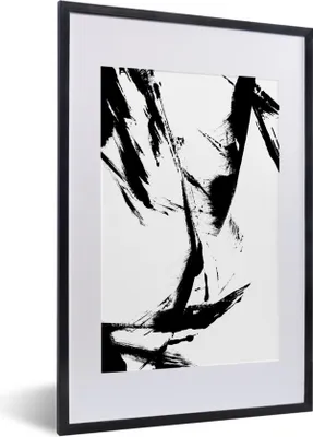 Produktbild von MuchoWow® Gerahmtes Poster Farbe - Schwarz - Abstrakt 40x60 cm - Poster mit Schwarzem Bilderrahmen Wandposter Rahmen Foto Bilder - Poster in Rahmen
