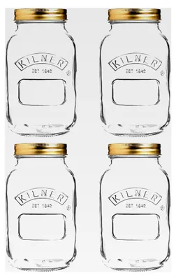 Produktbild von Kilner Einmachglas mit Schraubverschluss, 1 l, transparent/goldfarben (4 Stück)