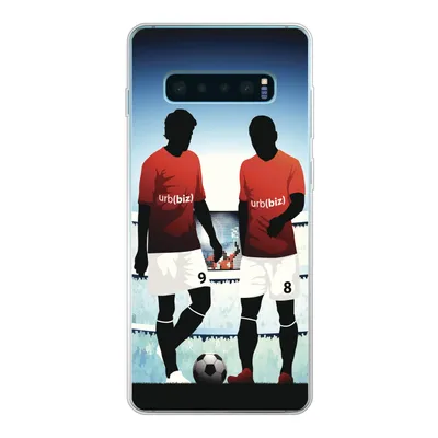 Produktbild von MuchoWow® Handyhülle Schutzhülle Hülle für Samsung Galaxy S10 Lite Eine Illustration von zwei Fußballspielern in einem Stadion - Jungen - Mädchen - Kinder Silikon Softcase Handy Hülle - Schutz
