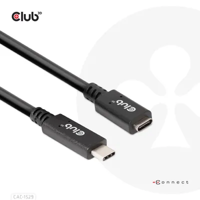 Produktbild von CLUB3D USB Gen1 Type-C Extension Cable 5Gbps 60W(20V/3A) 4K60Hz M/F 2m/6.56ft