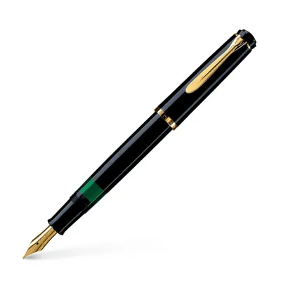 Produktbild von Pelikan M200, Schwarz, Gold, Kartuschenfüllsystem, Harz, Rundspitze, Gold, Edelstahl, Fein