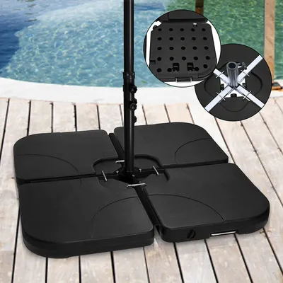 Zdjęcie produktu dla Fiqops stojak na parasol parasol parasol stojak na parasol płyty obciążające parasol ogrodowy wypełniana podstawa parasola 100kg