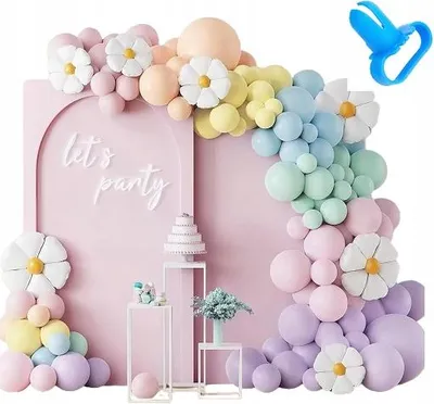 Zdjęcie produktu dla Balony Pastelowe Girlanda Balonowa Kolorowe Kwiaty Dekoracja Zestaw 138szt