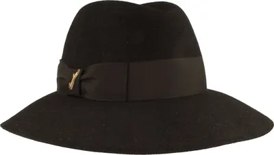 Borsalino eleganter breiter Haarfilz Traveller Claudette in schwarz