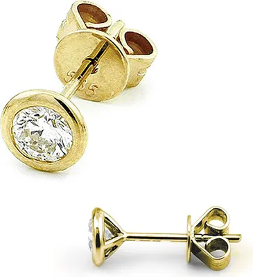 Produktbild von Brillanten Solitaire Ohrstecker 585 Gelbgold Zargenfassung Ohrringe Diamant 0,60 ct.