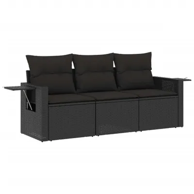 Obrázok produktu pre vidaXL 3-dielna záhradná sedacia súprava s vankúšmi Black Poly Rattan