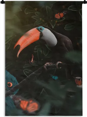 Produktbild von MuchoWow® Wandteppich Wandbehang Tukan - Vogel - Schmetterling 120x180 cm Tapisserie Dekoration Wandtuch - Schlafzimmer - Dekorationen für das Haus