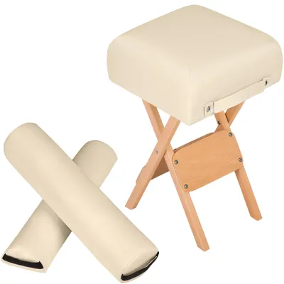 Produktbild von Hocker mit 2 Lagerungsrollen aus Holz und Kunstleder leichte Reinigung