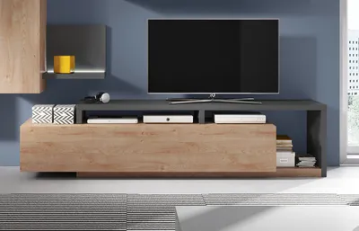 Produktbild von Lowboard "Bota" TV-Unterschrank 219cm anthrazit ribbeck eiche grifflos