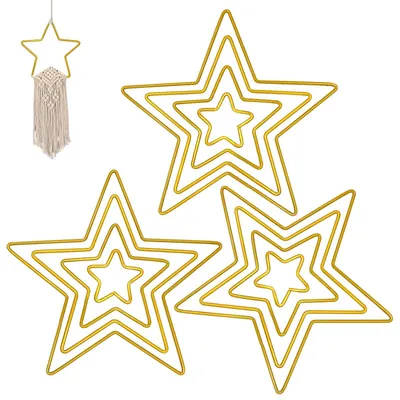 12 goldene Metallsterne 5/10/15/20 cm zum Basteln