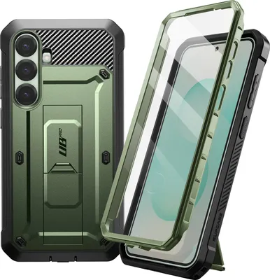 Produktbild von Supcase, Samsung Galaxy S25 stoßfeste Rundumhülle mit Ständer, Dunkelgrün