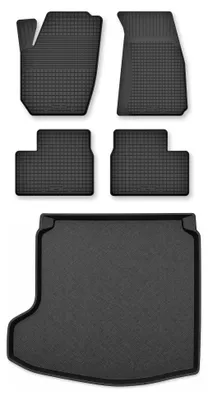 Productafbeelding van Rubberen automatten + kofferbakmat voor Mazda 3 IV vanaf 2019 (sedan) – 5-delig, zwart, op maat – Wielganizator Semi-Universal