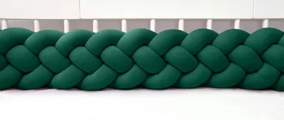 Produktbild von Bettschlange 4-strängig geflochten Velours 400 cm – Dunkelgrün | Bettumrandung Babybett Nestchen | Letino