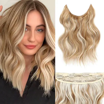 Zdjęcie produktu dla Przedłużanie włosów, 30,5 cm, falowane, z 4 klipsami, kolor złotoblond
