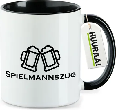 Produktbild von Huuraa Kaffeetasse Spielmannszug Schützenfest 330ml Schwarz Keramik Kaffeebecher Geschenkidee