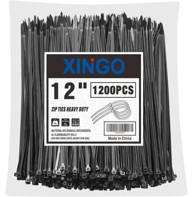 Immagine prodotto di Fascette stringicavo nere, lunghezza 300 mm, larghezza 5,8 mm, confezione da 1200 pezzi, resistenti ai raggi UV, resistenza alla trazione di 34 kg