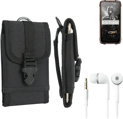 Produktbild von K-S-Trade Holster Schutz Hülle kompatibel mit Cubot KingKong 5 Pro Gürteltasche Handy Hülle Tasche outdoor Seitentasche schwarz 1x + Kopfhörer
