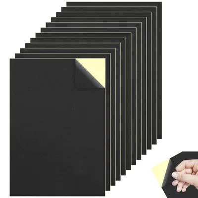 Productafbeelding van Moosgummiplaten - Zelfklevend - Voor knutselwerk en meubelbescherming - 12 stuks - 300x210x3 mm - Zwart
