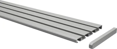 Produktbild von Interdeco Gardinenschiene / Vorhangschiene Aluminium Silbergrau, Typ Slimline, 3-/4-läufig Wendeprofil, 440 cm