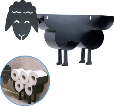 Produktbild von Sanics Reservepapierhalter Freistehend - Toilettenpapierhalter Hängend - Wandhalter - Ersatzrollenhalter Schaf - Rollenhalter Schwarz